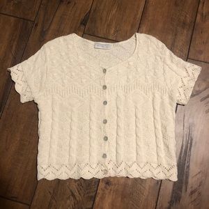 Knit short sleeved cardigan